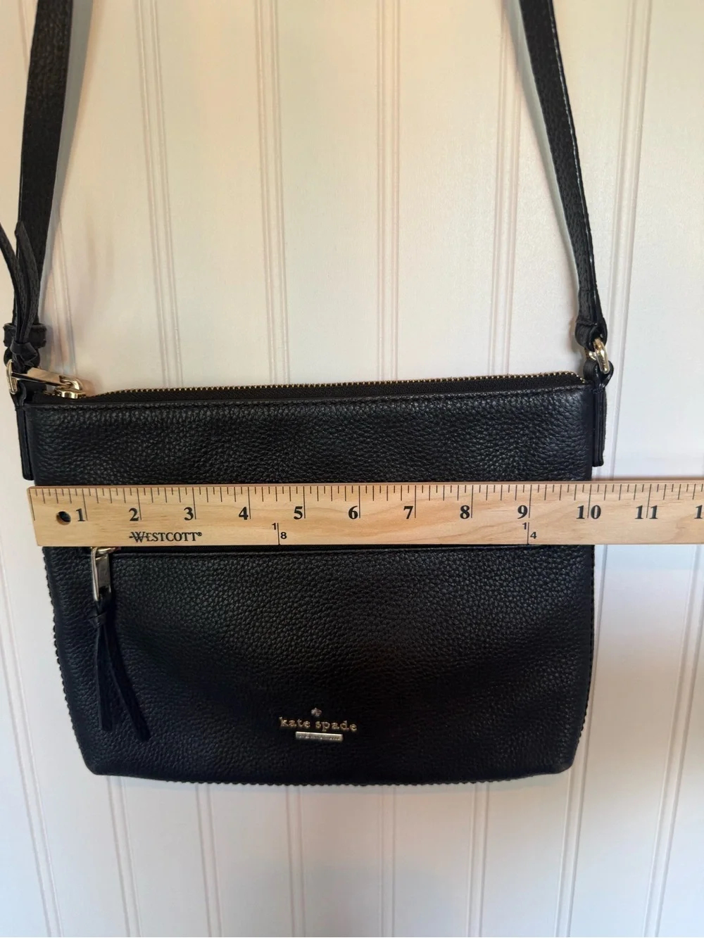 Kate Spade New York Black Pebbled Leather Crossbody Bag Gold Hardware
